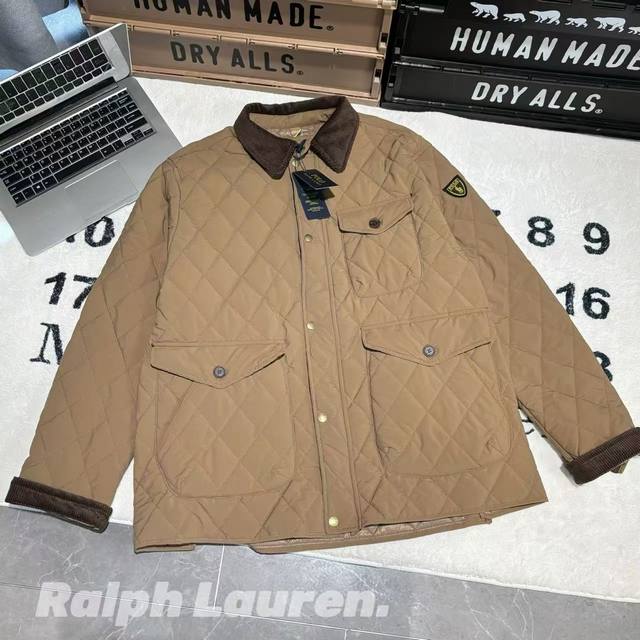 Ralph Lauren拉夫劳伦经典老钱风工装菱格复古棉服夹克外套 -面料：采用原版一比一定织定染面料。 -辅料：原版拆解开发，一比一定制的小标，领标，水洗，吊