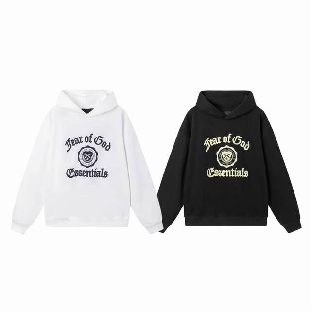 Fear Of God Fog 25Ss 最新 Holiday 限定假日系列徽标图案 Logo 印花情侣加绒连帽卫衣-最高品质 Color：黑色 白色 Size