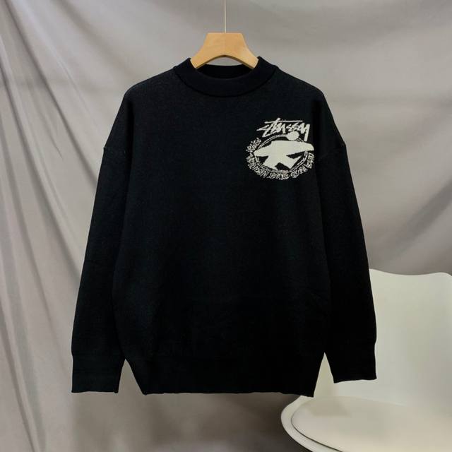 Stussy 斯图西 Stussy Ss24 Laguna Icon Sweater 字母圆领落肩长袖针织衫毛衣 男女同款现货限量供应美潮复古西海岸stussy