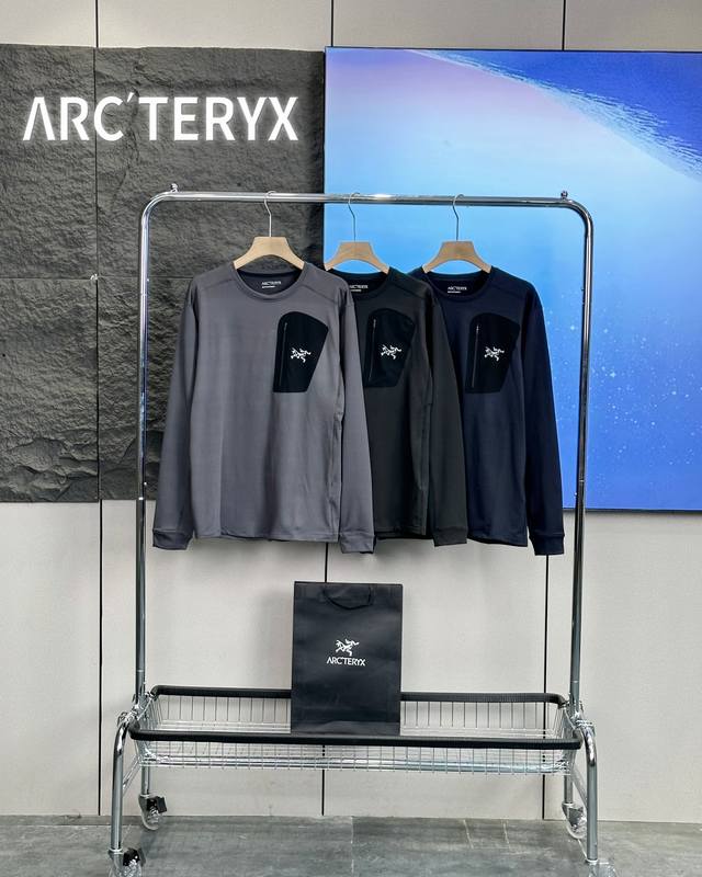 Arc'Teryx 始祖鸟薄绒弹力内搭rho Lt Crew Neck圆领套头抓绒衣 户外rho Lt系列运动健身休闲弹力超柔轻量针织长袖 薄绒内里套头圆领无缝