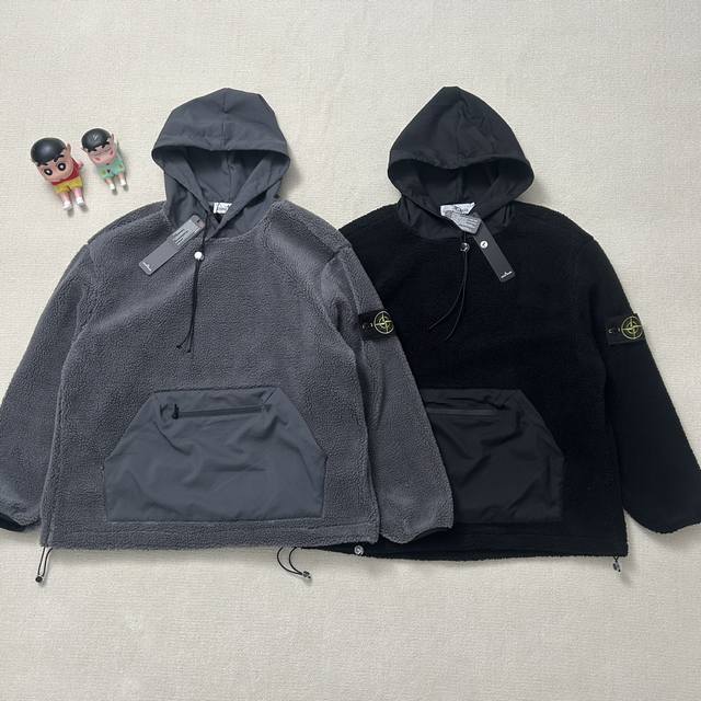 Stone Island 石头岛高品质羊羔绒加绒卫衣夹克 Stone Island 石头岛高品质羊羔绒加绒卫衣夹克实拍图独家款式 面料采用高品质涤纶防风防水面料