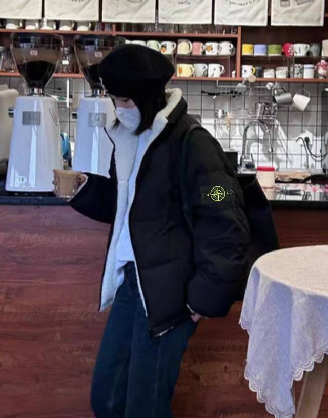 Stone Island石头岛双面穿羽绒棉羊羔绒厚实保暖棉服夹克外套，男女情侣蓬松保暖时尚运动 两面穿！，一面防风一面羊羔毛，一件当两件穿，我太爱了，很厚实很保