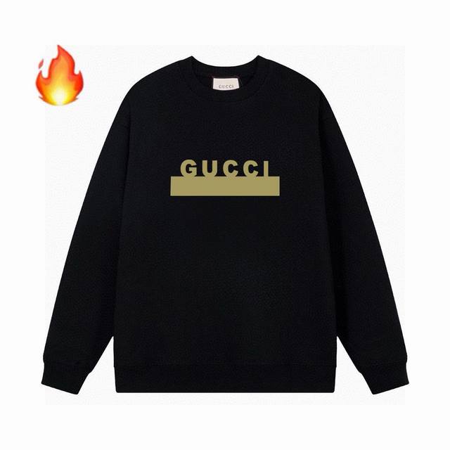 高品质gucci24Ss加绒字母印花圆领卫衣 肩膀缝合处后领处都采用双缝走线经久耐穿，后领口处采用纯棉拉条提升了后颈接触的舒适度，袖口下摆跟衣服同缸染色没有色差