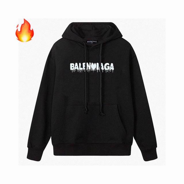 高品质balenciaga 巴黎世家爱心字母印花新款加绒连帽卫衣 帽子用双层面料 相当厚实 帽子采用宽大抽绳设计，可松紧，随时保暖你的头面部，肩膀缝合处后领处都