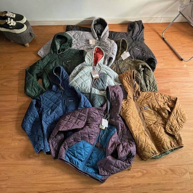 纯原臻品 原厂跟单 Patagonia巴塔哥尼亚diamond Quilted Bomber Hoody 复古菱纹飞行员秋冬休闲轻量防风水保暖连帽衫棉衣2761