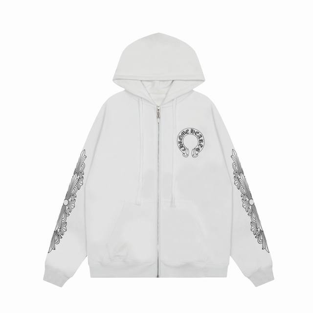 顶级版本 Chrome Hearts Ch 克罗心十字架经典马蹄印刺绣印花重工连帽开衫卫衣 400G克重 实物超有质感 平台直播 0售后级别的高品质 顶级牛货