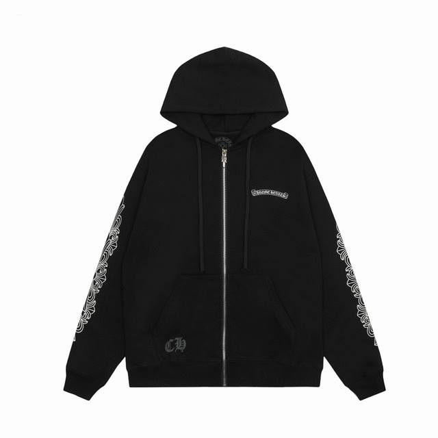 顶级版本 Chrome Hearts Ch 克罗心十字架宝剑刺绣印花重工连帽开衫卫衣 400G克重 实物超有质感 平台直播 0售后级别的高品质 顶级牛货 正确配