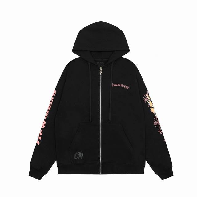 顶级版本 Chrome Hearts Ch 克罗心十字架迈阿密渐变限定满印刺绣印花重工连帽开衫卫衣 400G克重 实物超有质感 平台直播 0售后级别的高品质 顶