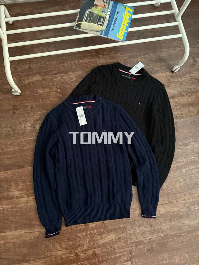 复古绞花 Tommy男女情侣经典纯棉圆领绞花复古毛衣宽松打底针织衫33132 线上800+ 复古风！超级有调性！天花板高品百搭汤米经典款精致小刺绣！简约时尚大方