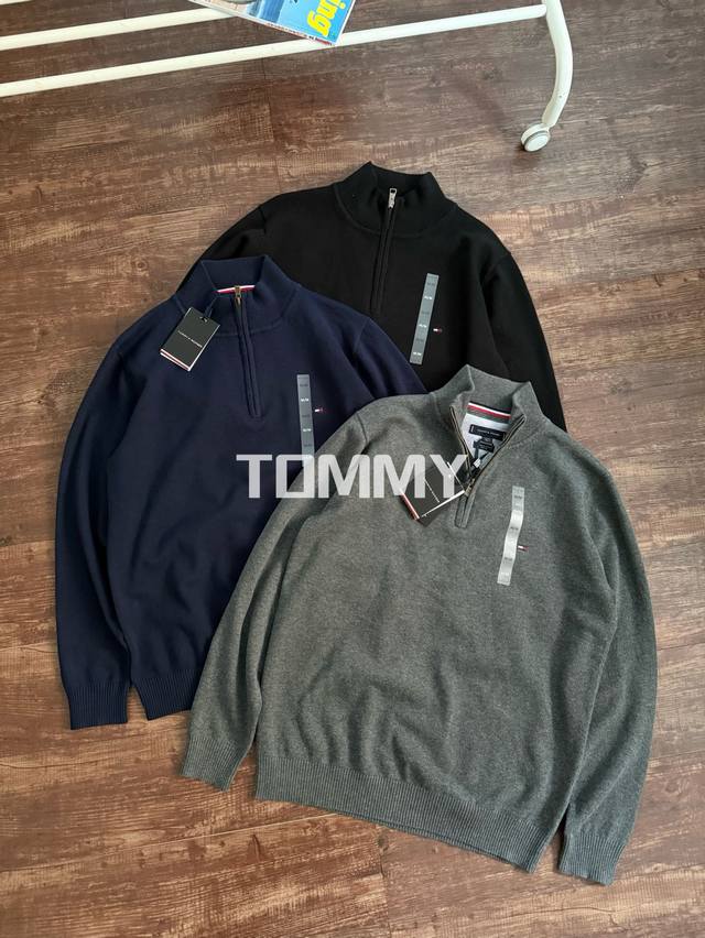 Tommy24新款秋冬男装休闲拉链半开襟针织衫28049 线上800+ Tommy Hilfiger 秋冬季男士半拉链高领毛衣针织衫！原厂货，绝对高品质面料采用