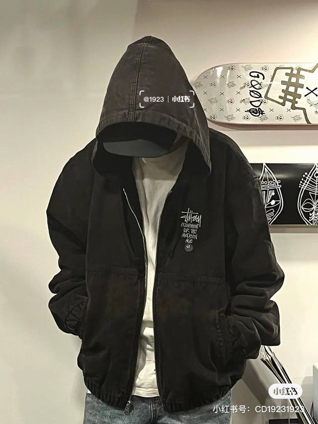 Stussy 巡游22Aw Canvasinsulated Work Jacket帆布绝缘水洗工装夹克 面料才用300克帆布牛仔面料，内里行棉，整件衣服非常厚重