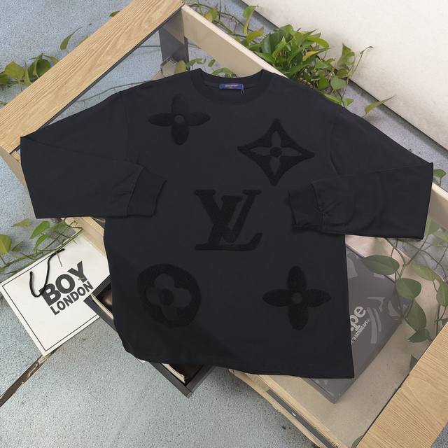 上新 款号：Jx8223 高版本 2024新款louis Vuitton路易威登lv毛巾刺绣logo休闲情侣打底长袖t恤上衣，小红书爆款，面料高版本高品质，网红