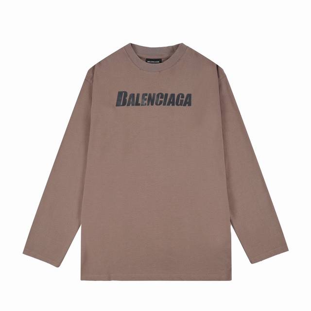 顶级复刻版本]品名：Balenciaga 巴黎世家 新款爆裂印花logo圆领长袖t恤 尺码：Xs-L 颜色：黑色 咖色 面料: 采用定制300G 双纱股100%