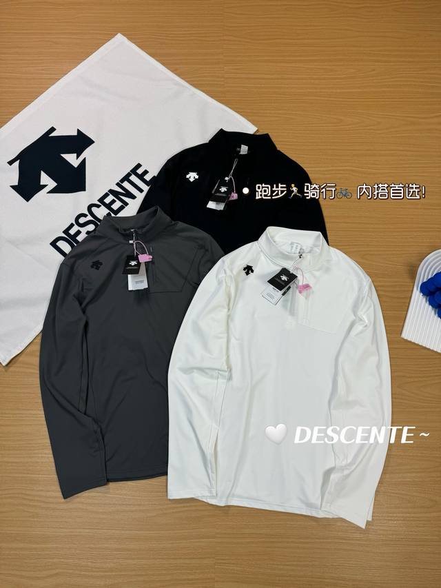 Descente 迪桑特 秋冬新品户外首选运动骑行衣男士贴身立领套头衫 柜子同步上新 品质好物！上身舒服无拘无束做工走线，工整整齐品质面料都很ok 高弹面料，吸