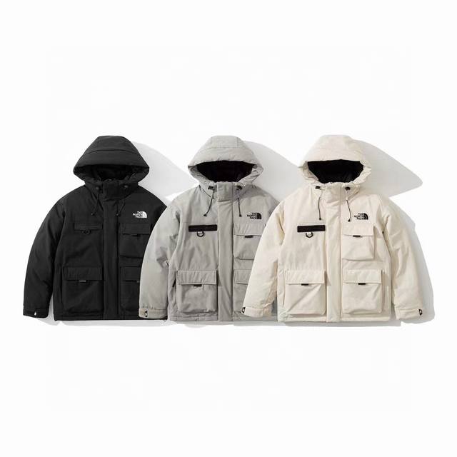 The North Face 北面fw23徽标机能多口袋连帽羽绒服 最高版本 申敏儿代言广告款 90%Rds优质鹅绒填充 轻量化的同时 最大化提升保暖度 防泼水