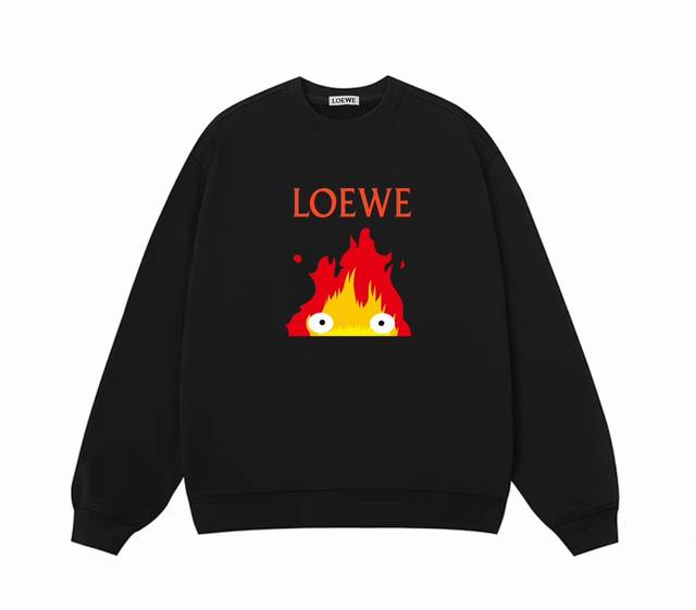 银狐绒加厚 Loewe 罗意威24Ss新款联名宫崎骏卡西法火苗图案冬季加绒加厚圆领卫衣 高端冬季加绒卫衣系列 本款甄选530G银狐绒加厚面料 区别市场便宜货20