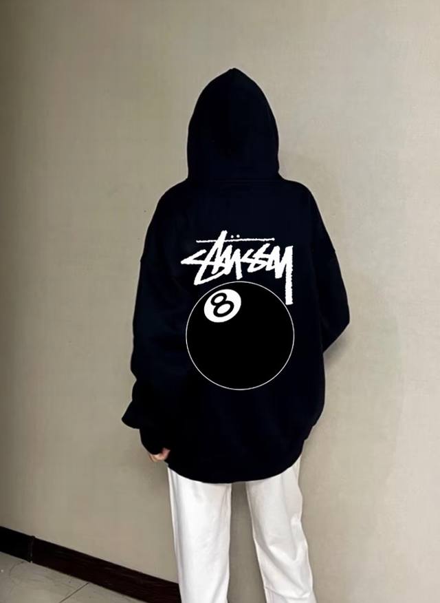 银狐绒加厚 Stussy 斯图西台球冬季加绒加厚连帽卫衣 高端冬季加绒卫衣系列 甄选530G银狐绒加厚面料 区别市场便宜货200G低廉单薄品质 本款软糯亲肤 超