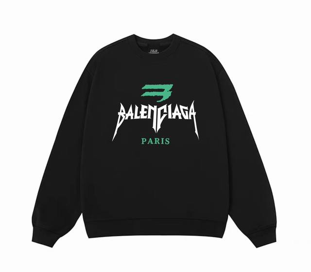 银狐绒加厚 Balenciaga巴黎世家paris冬季加绒加厚圆领卫衣 高端冬季加绒卫衣系列 本款甄选530G银狐绒加厚面料 区别市场便宜货200G低廉单薄品质