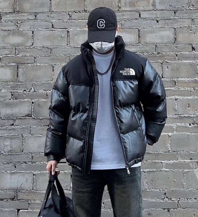 The North Face 北面冬季pu拼接皮衣皮袄子皮棉服 高端皮棉衣系列 官网发售 顶级版本 经典百搭 甄选进口pu皮 纹路手感超级棒 防风防水 油渍灰尘