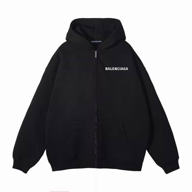 重磅银狐绒加厚 Balenciaga巴黎世家经典小标冬季加绒加厚连帽开衫拉链卫衣外套 高端冬季加绒拉链卫衣系列 甄选530G银狐绒加厚面料 区别市场便宜货200