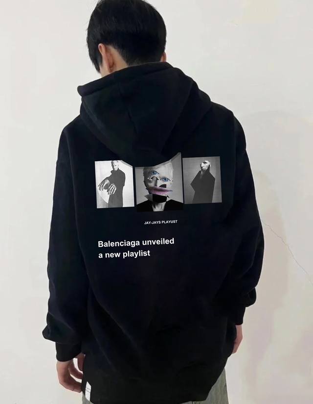 银狐绒加厚 Balenciaga巴黎世家音乐艺术冬季加绒加厚连帽卫衣 高端冬季加绒卫衣系列 甄选530G银狐绒加厚面料 区别市场便宜货200G低廉单薄品质 本款