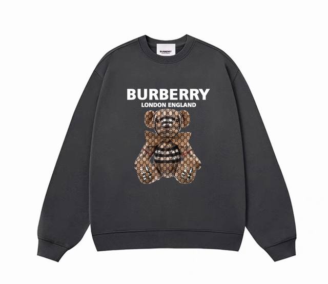 银狐绒加厚 Burberry 巴宝莉小熊冬季加绒加厚圆领卫衣 高端冬季加绒卫衣系列 本款甄选530G银狐绒加厚面料 区别市场便宜货200G低廉单薄品质 软糯亲肤