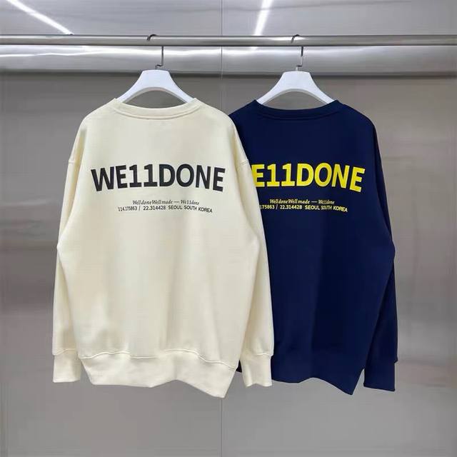 We11Done 字母标语 印花高街美式宽松圆领卫衣 男女情侣款 Size：S-L Color：杏色、藏蓝 Number：146884 配置齐全，全套定制的yu