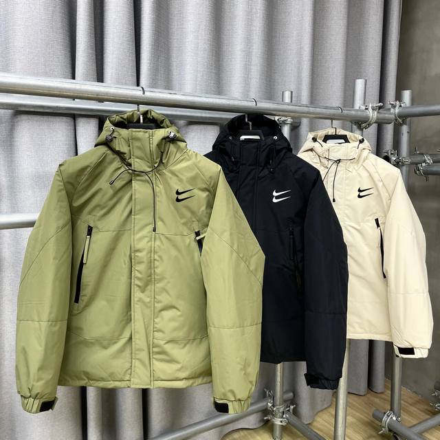 Nike Sportswear Swoosh 23Ss耐克双勾 纯色 拼接大口袋 连帽 加厚加棉 面包服 棉衣 23冬季新款上新定制高品质 防泼水 面料 内里采