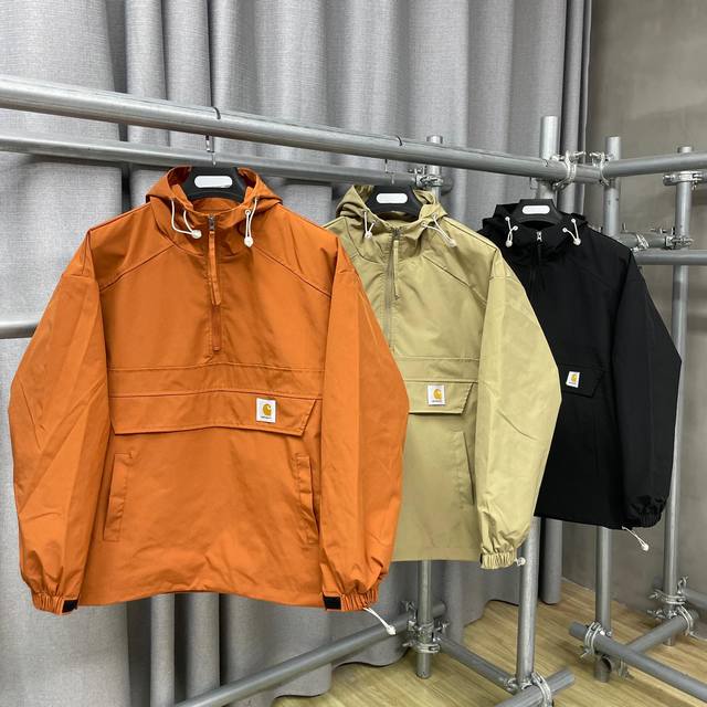 Carhartt 卡哈特 纯色 连帽 半拉链 牛津格子 防风技能工装 山系户外 冲锋衣 外套 23Ss秋季新款上新 专柜同步发售～ 正品购入1:1复刻 多次打版