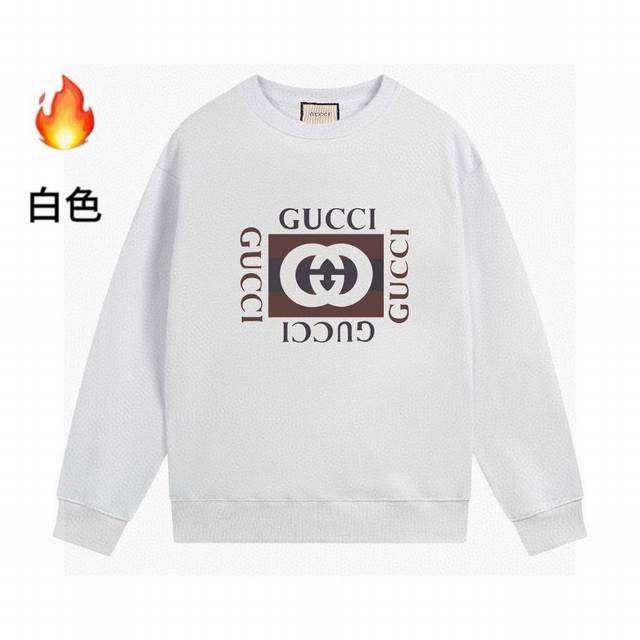 高品质gucci24Ss加绒字母印花圆领卫衣 肩膀缝合处后领处都采用双缝走线经久耐穿，后领口处采用纯棉拉条提升了后颈接触的舒适度，袖口下摆跟衣服同缸染色没有色差