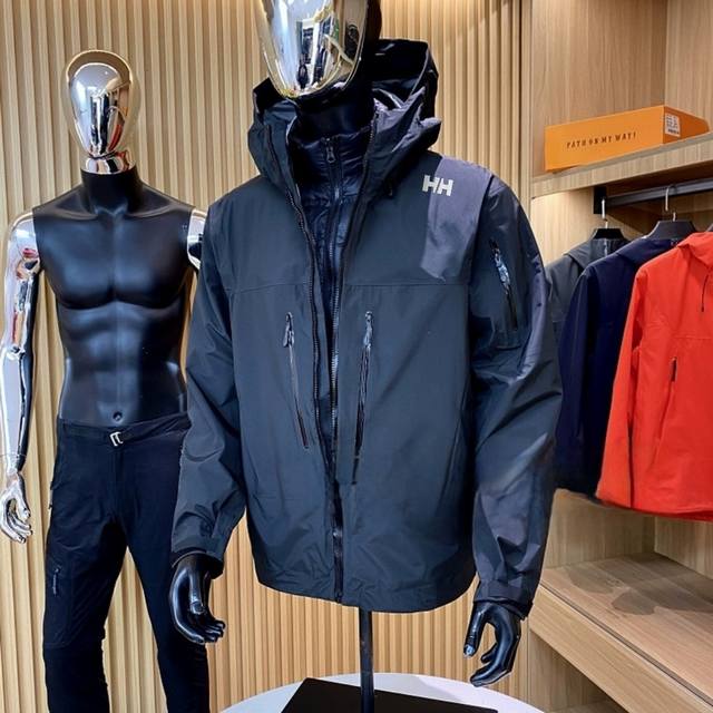 Helly Hansen Hh海丽汉森户外硬壳三合一全天候压胶三防冲锋衣可拆卸羽绒服内胆 户外防水硬壳冲锋衣机能风拉链夹克 Yb四次压胶工艺整衣3D立体仿生学设