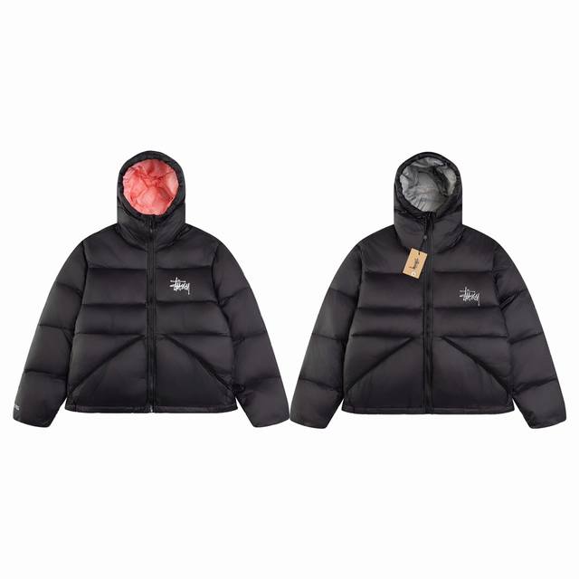 Stussy 斯图西 Micro Ripstop Down Parka 纯色百搭拉链连帽羽绒服 男女同款 得物在售5000+ 采用新国标90白鸭绒填充 充绒高达