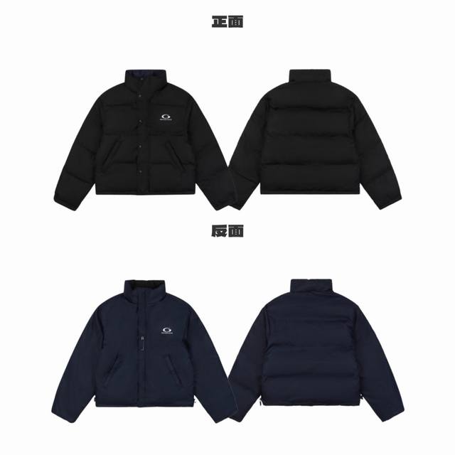 Balenciaga 巴黎世家 24Fw 半环刺绣 Logo 大别针正反双面穿宽松立领情侣羽绒棉服外套-顶级正确版本 Color：黑色 Size：46 48 5