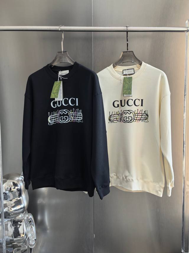 加绒款 高品质 Gucci 古驰24Ss 彩色兔子音符圆领加绒卫衣 情侣款 网红热销款 面料采用420克加绒进口面料 胸前印花采用康丽数码机器直喷材质环保 手感