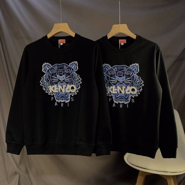 Kenzo 420G水貂绒老虎头加绒卫衣，高品质，情侣款，高密度刺绣胸前几十万针精工刺绣细节相当到位、面料依然选用420G的纯棉加厚，超柔水貂绒，保暖透气，舒适