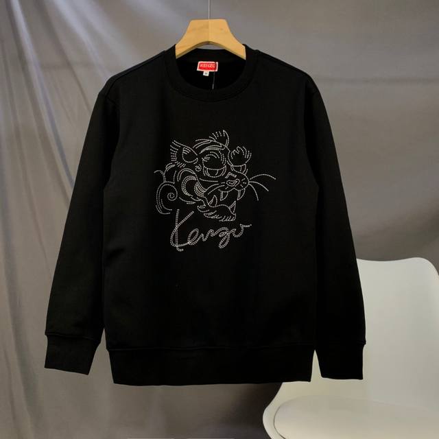 高品质 货号2810虎头kenzo 24秋冬新品 男士加绒老虎银线图案刺绣卫衣 高品质首选胸前银线刺绣虎头栩栩如生 时尚潮流 480克拉架平纹全棉复合水貂绒 版