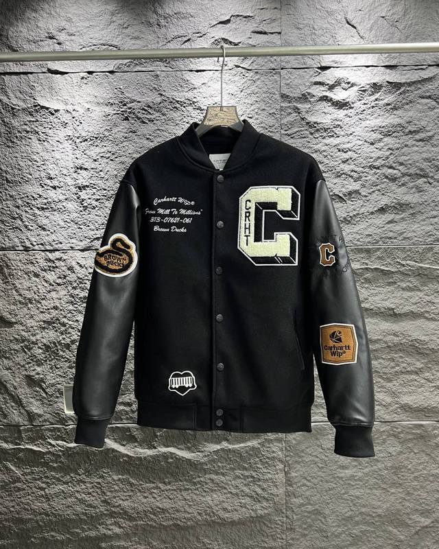 首发原版1:1 -首发新品carhartt Wip卡哈特夹克brown Ducks Bomber加厚棉衣棒球服 -高克重高品质毛呢面料 -重磅定制偏厚仿牛皮材质