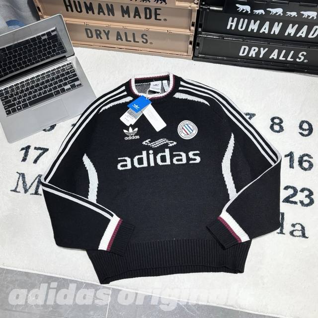 售后到年底 發 -Adidas Originals Adcbc Fw24 Ls Po U Adicolor 阿迪达斯秋冬复古运动针织毛衣 男女同款 -面料：原版