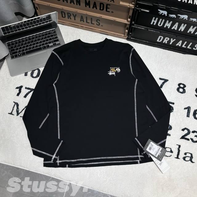 售后到年底 發 -Stussy X Mountain Hardwear 斯图西 联名款 Fw24联名款胶囊系列 Ls Tee 撞色缝线设计logo印花图案长袖t