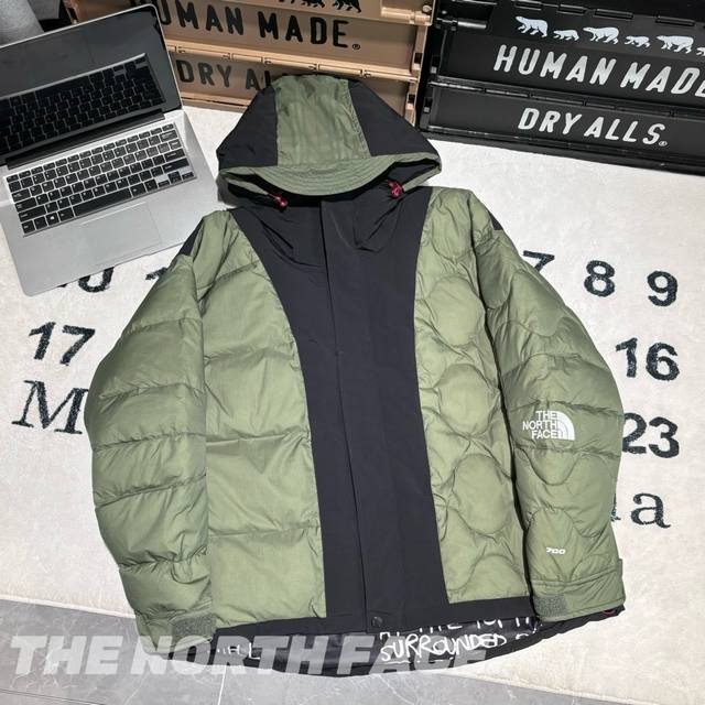 售后到年底 發 -北面the North Face Ue先锋设计系列 Tnf 拼色logo印花拉链刺绣连帽羽绒服 陈冠希同款 男女同款 情侣款 -面料：采用原版