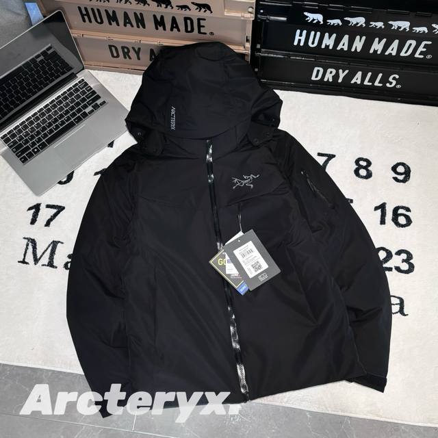 售后到年底 發 -Arcteryx Macai Jacket Gore-Tex Logo始祖鸟 买菜 硬壳压胶连帽滑雪羽绒服 男女同款 情侣款 口袋有滑雪眼镜布