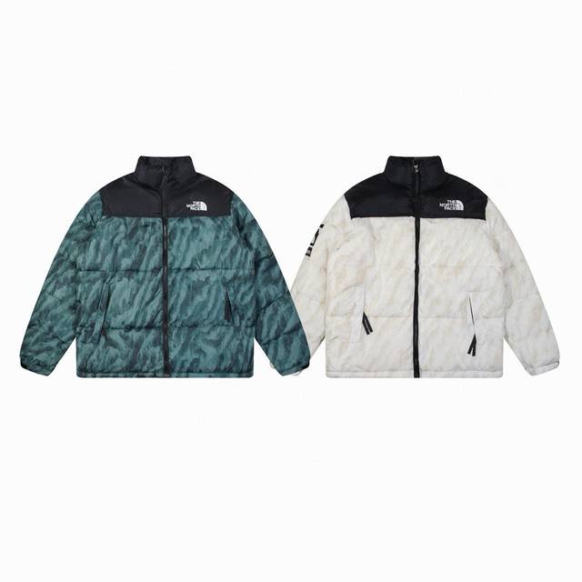 售后到年底 白色无 The North Face 1996 Retro Nuptse 北面 Tnf 收纳撞色保暖棉服外套 新配色 颜色：森林绿 山脉白 尺码：图