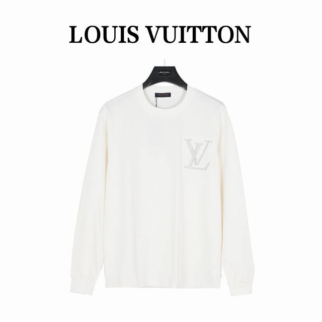 Louis Vuitton 路易威登 胸口压花烫钻logo字母长袖t恤 面料采用高克重300G重精梳棉，定制1:1螺纹，面料舒适亲肤无异感， 定染面料，纺织密度