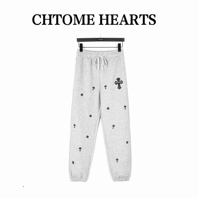 Chrome Hearts 克罗心 24Fw 压皮十字架满幅刺绣棉质长裤 面料采用400G华棉食毛复合面料，订染颜色后整食毛处理，对照原版做丝滑超柔处理， 布面