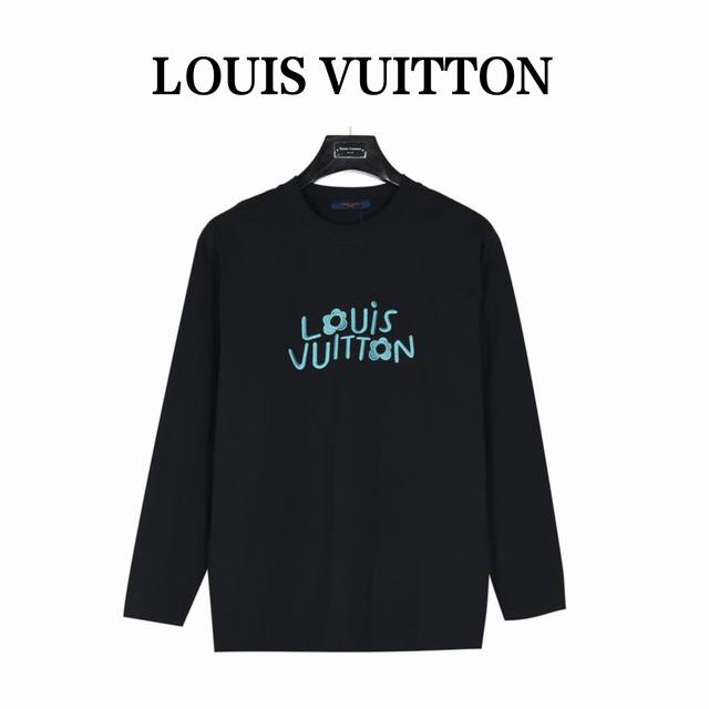 Louis Vuitton 路易威登 24Fw 小蓝花logo刺绣字母长袖t恤 客供定织300G高克重双纱棉布料子 肉实的质感，一眼可见的高级 贵气 贴身柔软舒