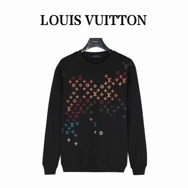 Louisvuitton 路易威登 老花渐变刺绣圆领卫衣 鱼鳞底卫衣面料 休闲圆领版型 前后饰有渐变刺绣罗纹衣领 袖口及下摆 整体图案设计根据原设计元素采用同种