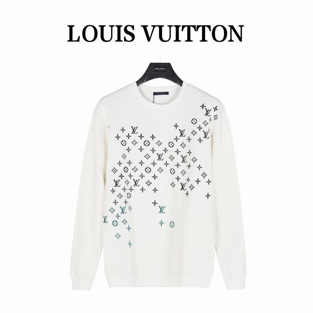 Louisvuitton 路易威登 老花渐变刺绣圆领卫衣 鱼鳞底卫衣面料 休闲圆领版型 前后饰有渐变刺绣罗纹衣领 袖口及下摆 整体图案设计根据原设计元素采用同种