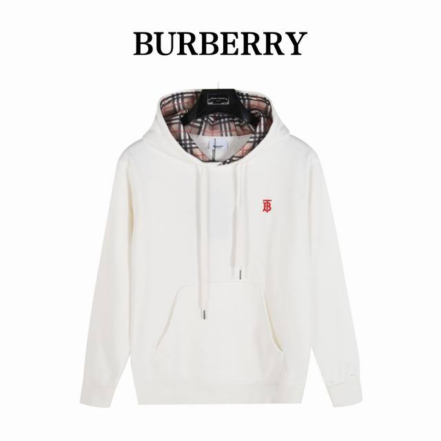 Burberry 巴宝莉经典刺绣字母标识格纹内衬连帽卫衣 男女同款全新美学灵感趣味设计,渠道性质精品。让整体造型设计更加优雅时尚，今夏最火系列，无数明星潮人追捧