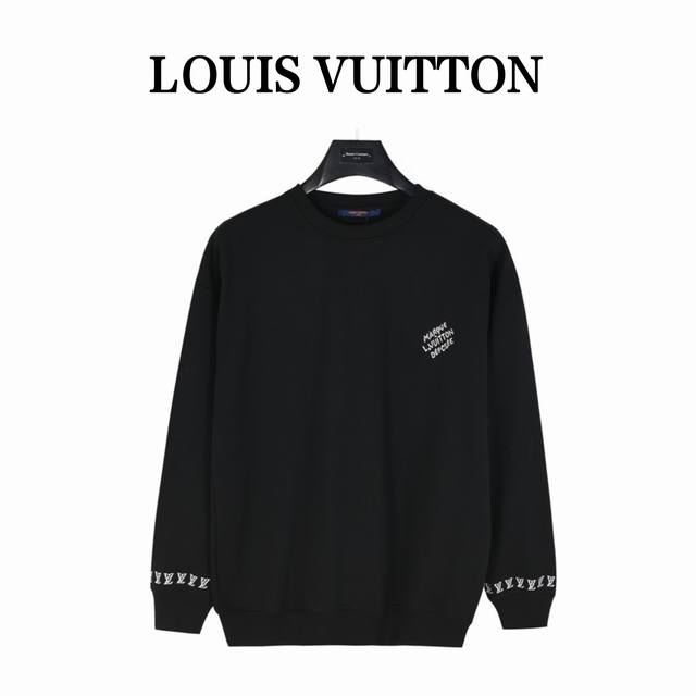 Louis Vuitton 路易威登 24Fw 刺绣字母logo圆领卫衣 420克重纯棉面料毛圈底定制32支2*2螺纹 成衣两遍水洗处理 面料舒适亲肤无异感 定