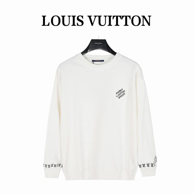 Louis Vuitton 路易威登 24Fw 刺绣字母logo圆领卫衣 420克重纯棉面料毛圈底定制32支2*2螺纹 成衣两遍水洗处理 面料舒适亲肤无异感 定